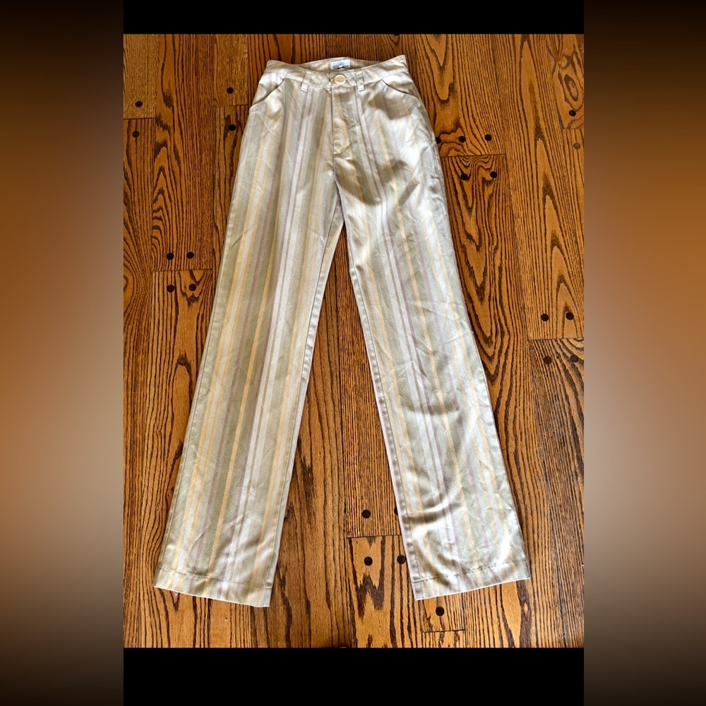 Danielle Bernstein by WeMoreWhat, Beige Striped wide leg